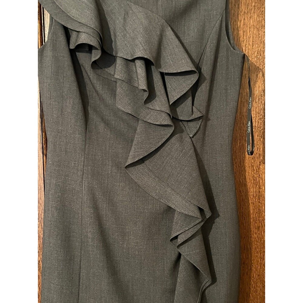 Calvin Klein Grey dress with ruffles bow detail - Picture 3 of 5